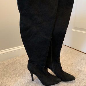 Knee high heeled black boots size 8.5